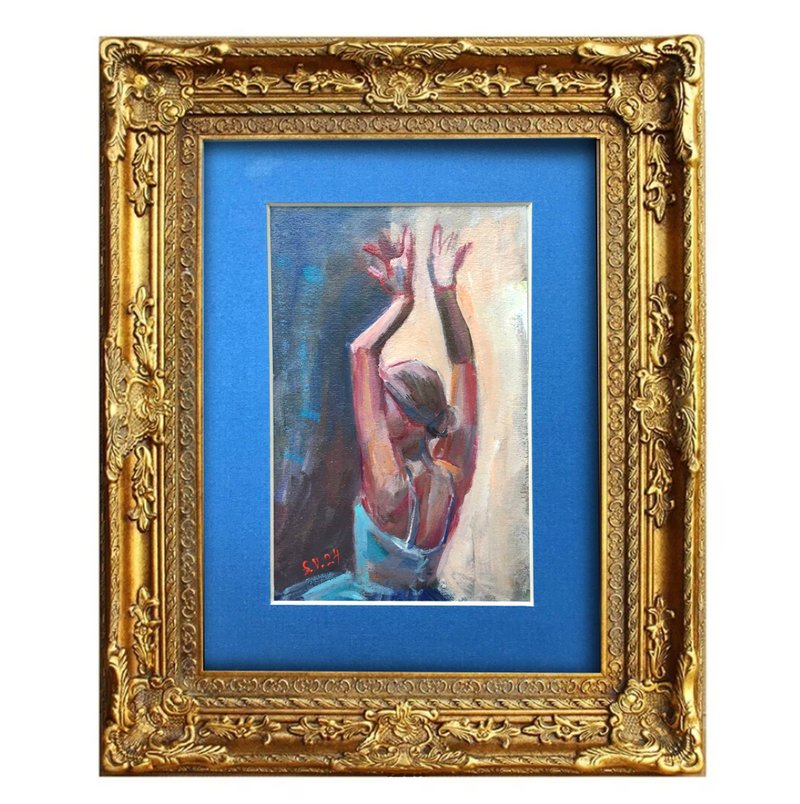 Ballerina Painting Original Small Art Women Ballet dancers by Valeriya Serova - Items for Display - Other Materials Green