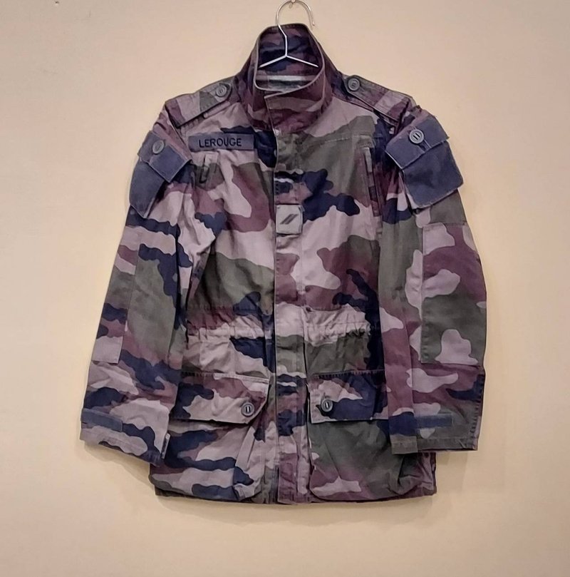 French public T4 camouflage windproof high collar zipper jacket military coat coat D style - เสื้อโค้ทผู้ชาย - ผ้าฝ้าย/ผ้าลินิน 