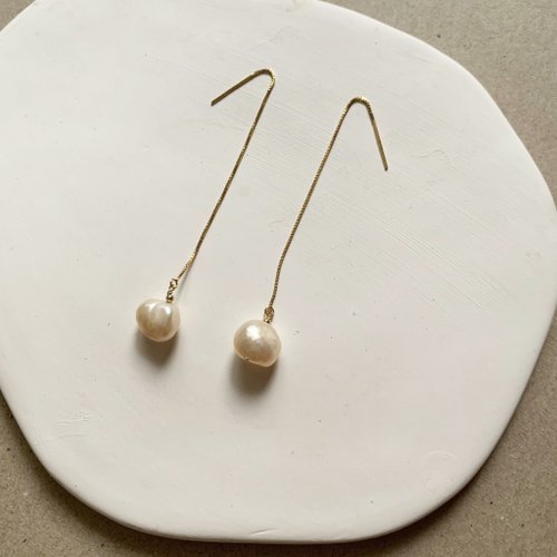 Lux Jewelry 天然石/手作輕珠寶 14KGF 巴洛克珍珠耳線