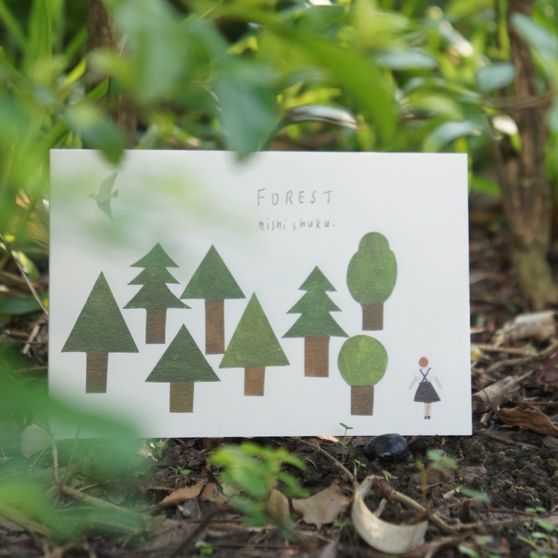 myZakka} Little things illustrator leaf bookmark Japan made universal card _ dear forest - การ์ด/โปสการ์ด - กระดาษ 