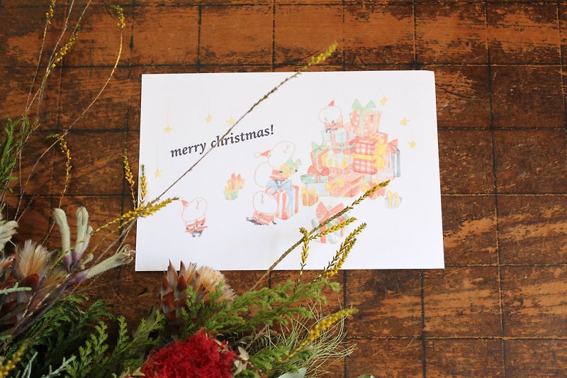 クリスマスプレゼントタワー/muuちゃん/ポストカード - カード・はがき - 紙 レッド