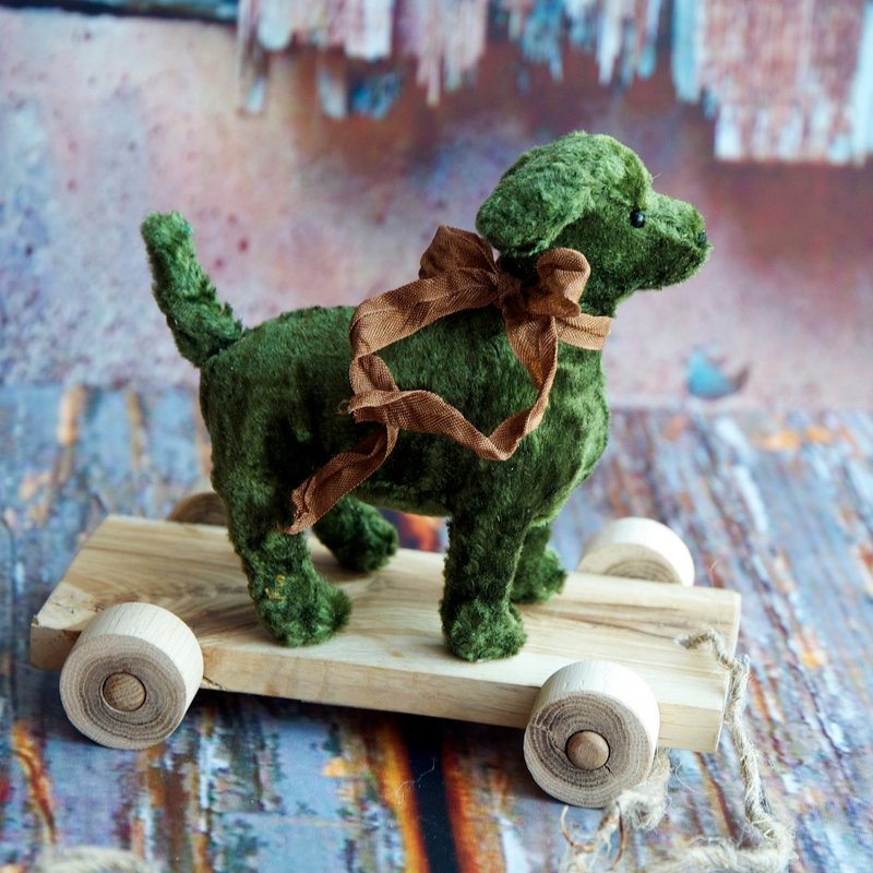 Little Dod in retro style on the wooden cart! - Stuffed Dolls & Figurines - Other Materials Green