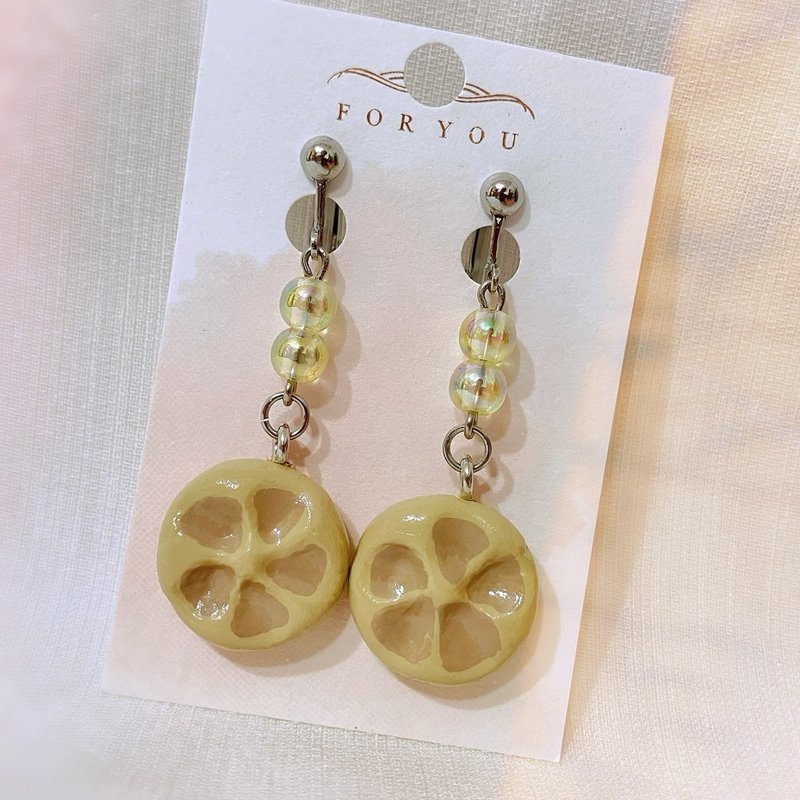 Small biscuit earrings (made from clay) - ต่างหู - ดินเหนียว 