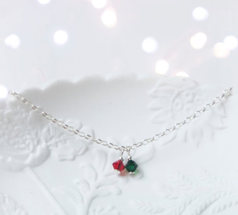Christmas Gift / Christmas Red-Swarovski Crystal 925 Silver Bracelet - สร้อยข้อมือ - คริสตัล สีแดง