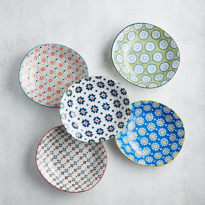 Minoyaki - Gorgeous Pastel Curry Plate Set (5 Pieces) - Gift Box Set - Plates & Trays - Porcelain Multicolor