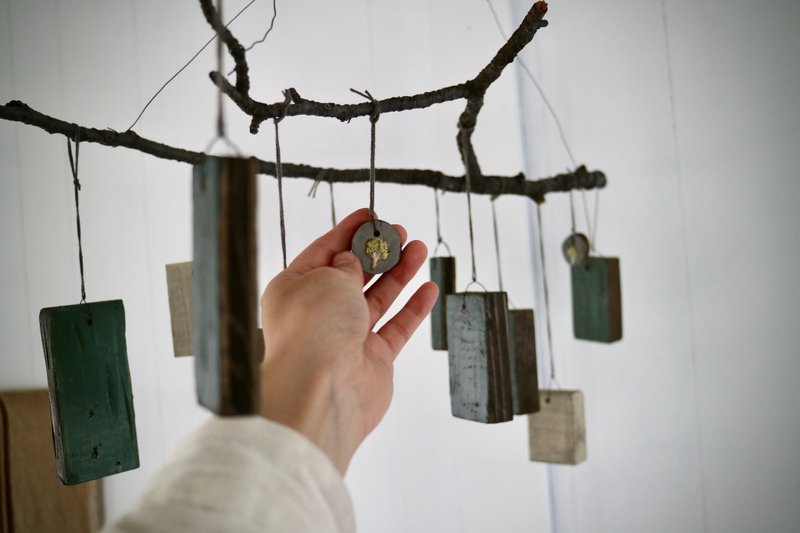 gnaphalium affine ornament Mother and child ornaments Mobile objet garland - ของวางตกแต่ง - ไม้ สีเขียว