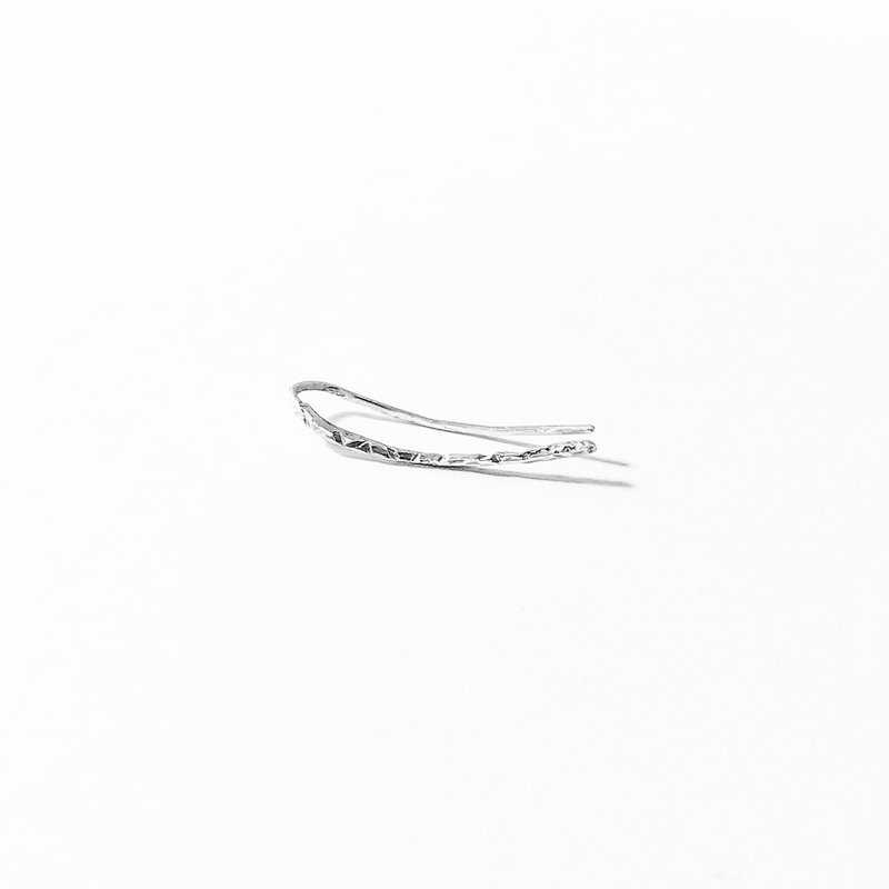 │Simple│Texture • U-shaped pure silver earrings • Double - Earrings & Clip-ons - Other Metals Silver