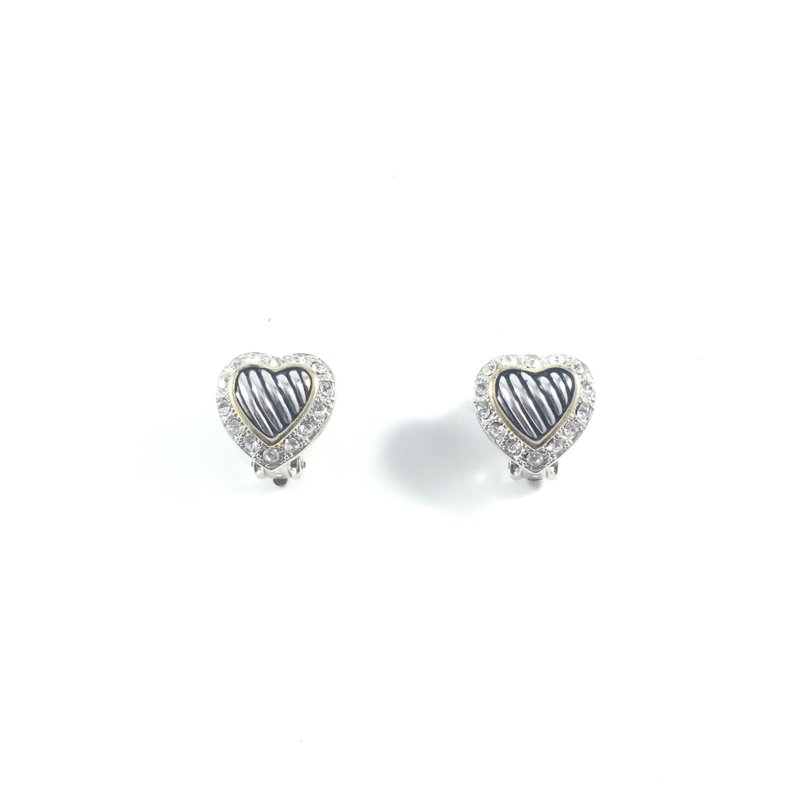 Vintage Heart Earrings - 耳環/耳夾/耳骨夾 - 其他金屬 銀色