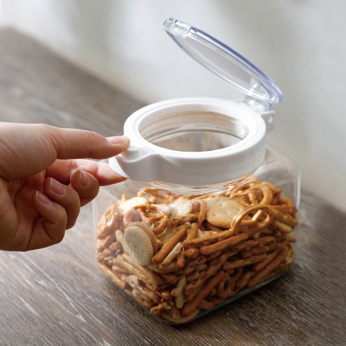 日本霜山 SHIMOYAMA 日本霜山 PET廚房按壓快掀式食材透明密封罐-900ml-3入 (可防潮)
