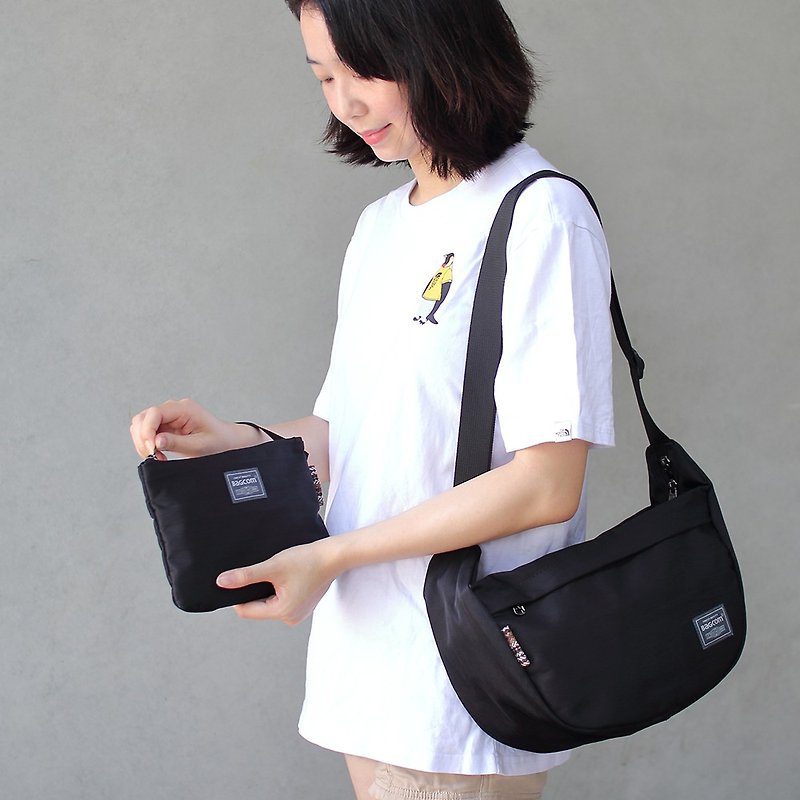Augustin water resistant storage shoulder bag-Black_100308 - Messenger Bags & Sling Bags - Polyester Black