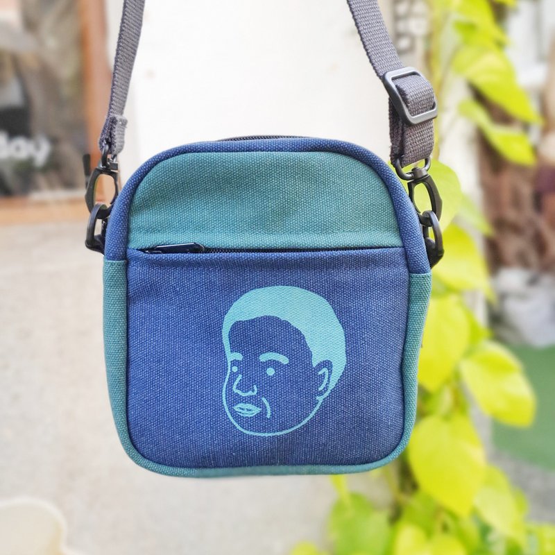 貓毛 撞色拼接方塊包 手工絹印帆布包 斜背包 / 弟弟 - 側背包/斜背包 - 棉．麻 多色