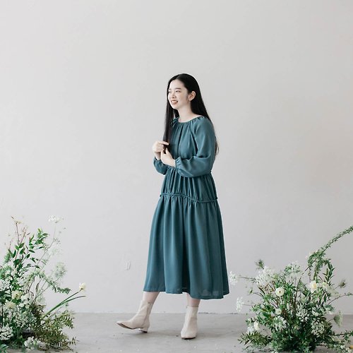 Minami Asa 印象萌蔥綠綁結洋裝