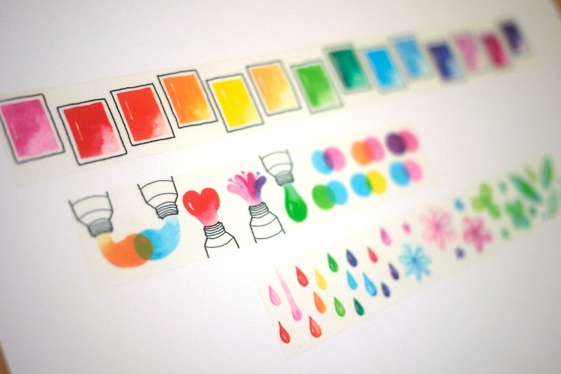 Material Department-Lump Watercolor Paper Tape-2.5cmx10M (50cm Cycle Diagram) Necessary for Hand Account - มาสกิ้งเทป - กระดาษ หลากหลายสี