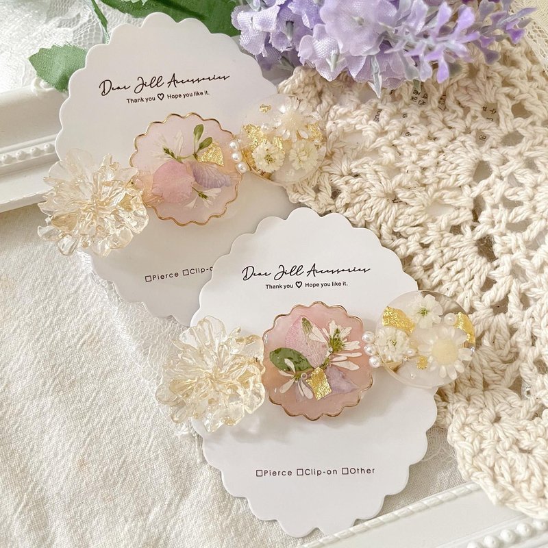 Pressed flower handmade hairclip - เครื่องประดับผม - เรซิน สึชมพู