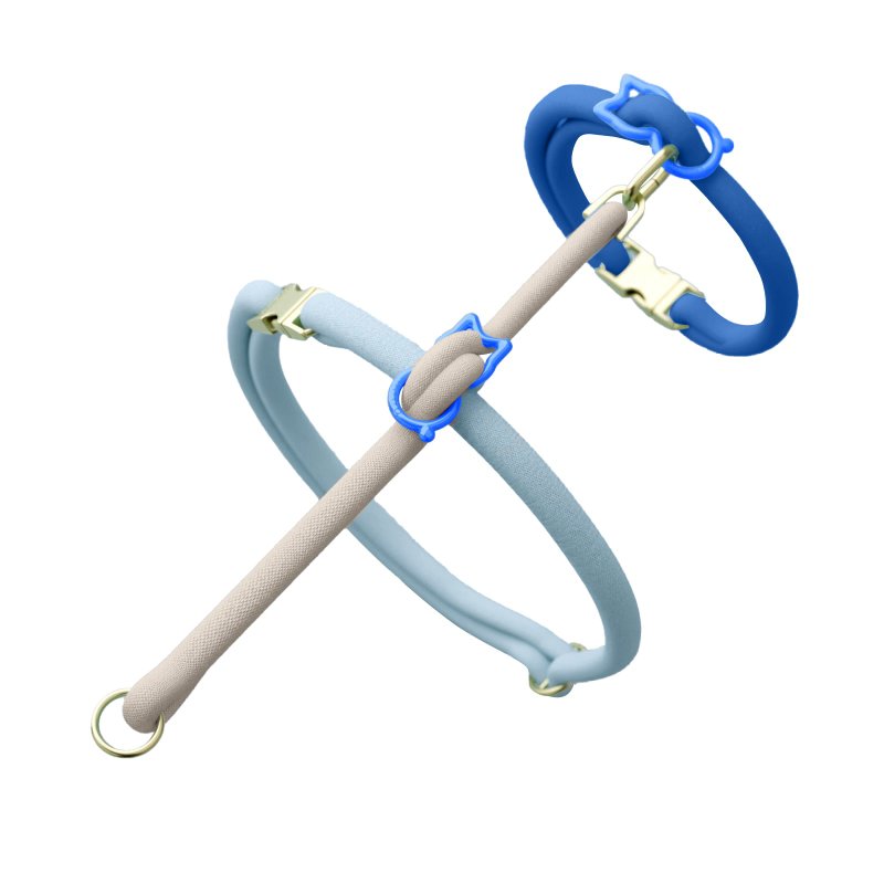 【客製化尺寸及顏色】首創圓繩減敏貓胸背帶 - 項圈/牽繩 - 尼龍 多色