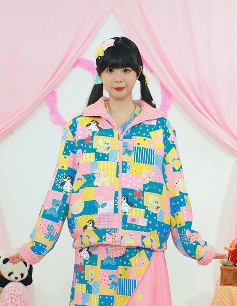 原創印花雙面穿外套冬裝搖粒絨羊羔絨 - 男夾克/外套 - 其他材質 多色