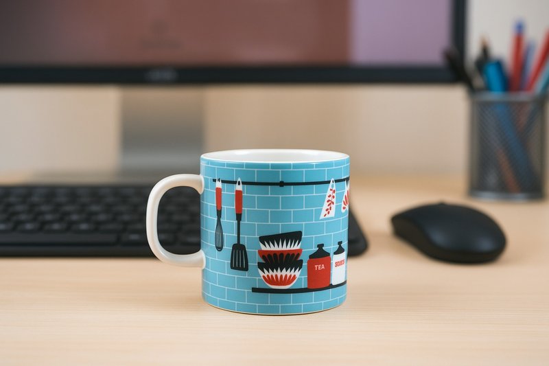 英国レイウェア社製 北欧風ホームキッチンセッティングスタイルデザインマグカップ（ブルー） - マグカップ - 陶器 ブルー