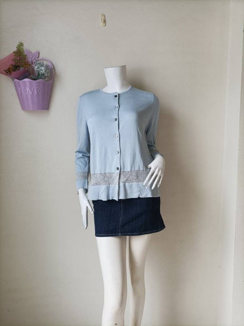 Christian Aujard Blue Knit Cardigan Size 9AT will fit S-M - เสื้อเชิ้ตผู้หญิง - เส้นใยสังเคราะห์ 