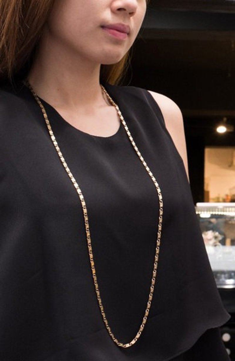 Etched cross Bronze necklace - Long Necklaces - Paper Black