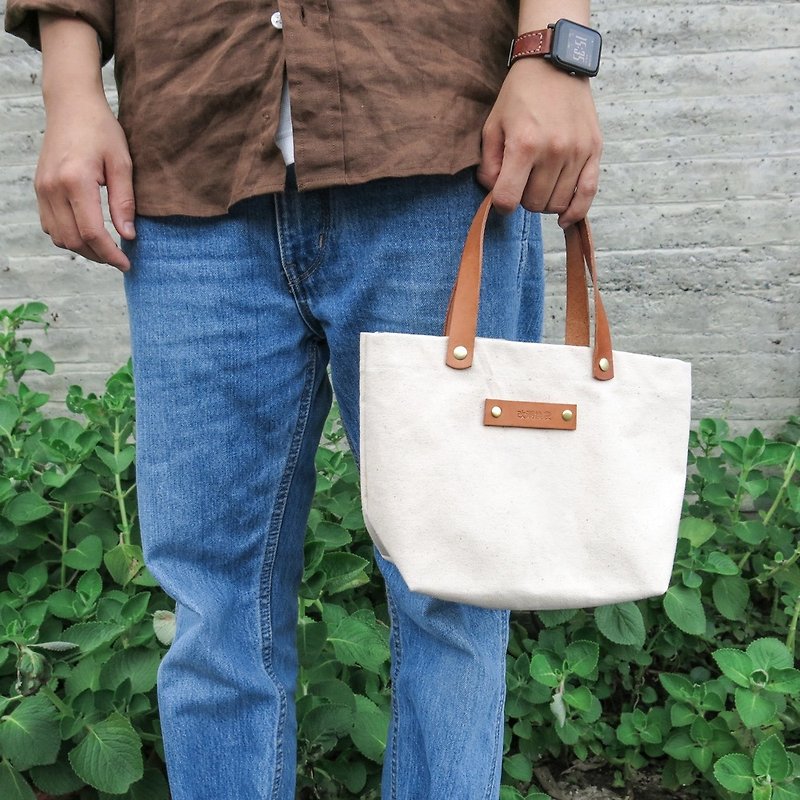 Pi sail small bag - classic white can be used as a meal bag, easy to go out the bag [change tide change bag] - ถุงใส่กระติกนำ้ - ผ้าฝ้าย/ผ้าลินิน ขาว