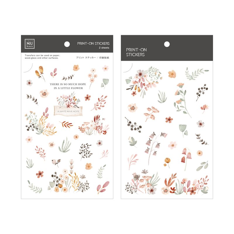 【Print-On Stickers 轉印貼紙】no.174-淡彩花季 | 花草系列 - 貼紙 - 其他材質 粉紅色