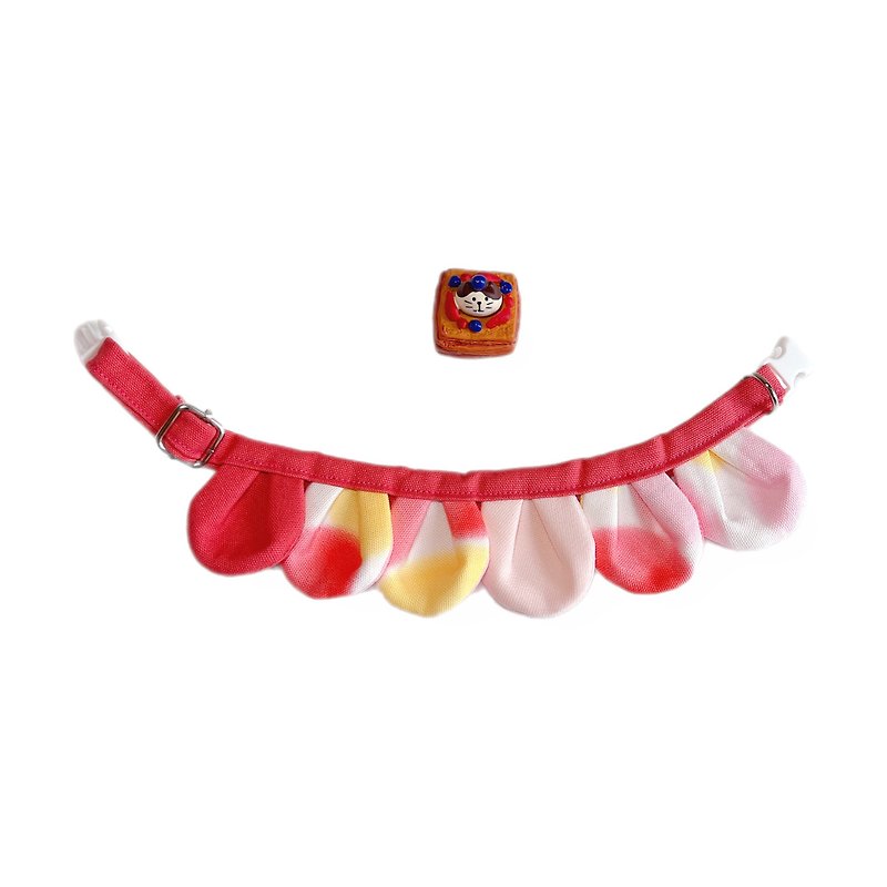 MaoFenBiBi Peach Fragrance - Handmade Petal Collar & Handmade Collar - ปลอกคอ - ผ้าฝ้าย/ผ้าลินิน 