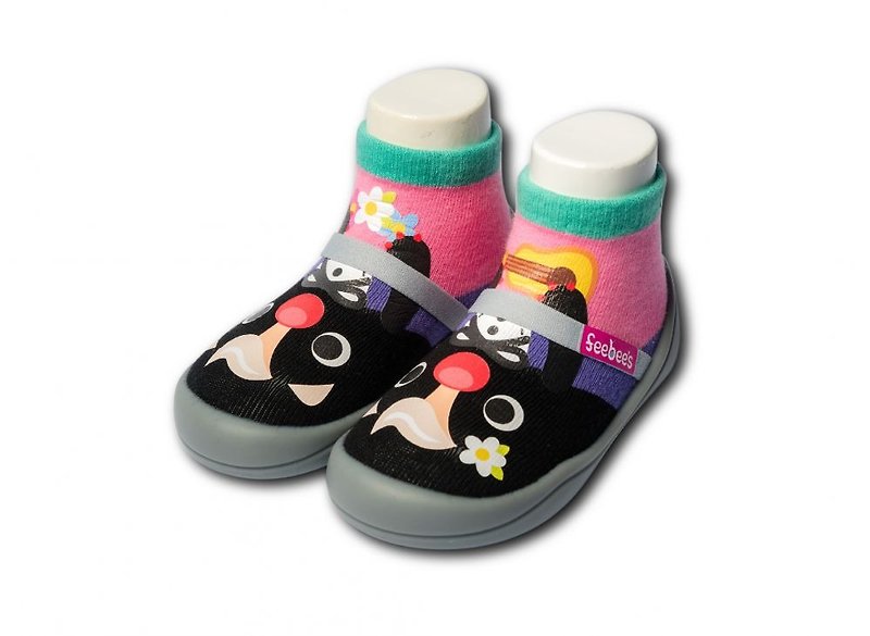 【Feebees】Cute Animal Series _ Weasel (toddler shoes, socks, shoes and children's shoes made in Taiwan) - รองเท้าเด็ก - วัสดุอื่นๆ สีดำ