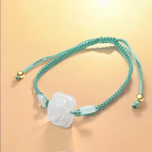 瓔珞珠寶盒 E.L.Jewelry Box 【似玉如花】冰種白翡翡翠花花編織手鍊 | 天然緬甸玉A貨 | 送禮