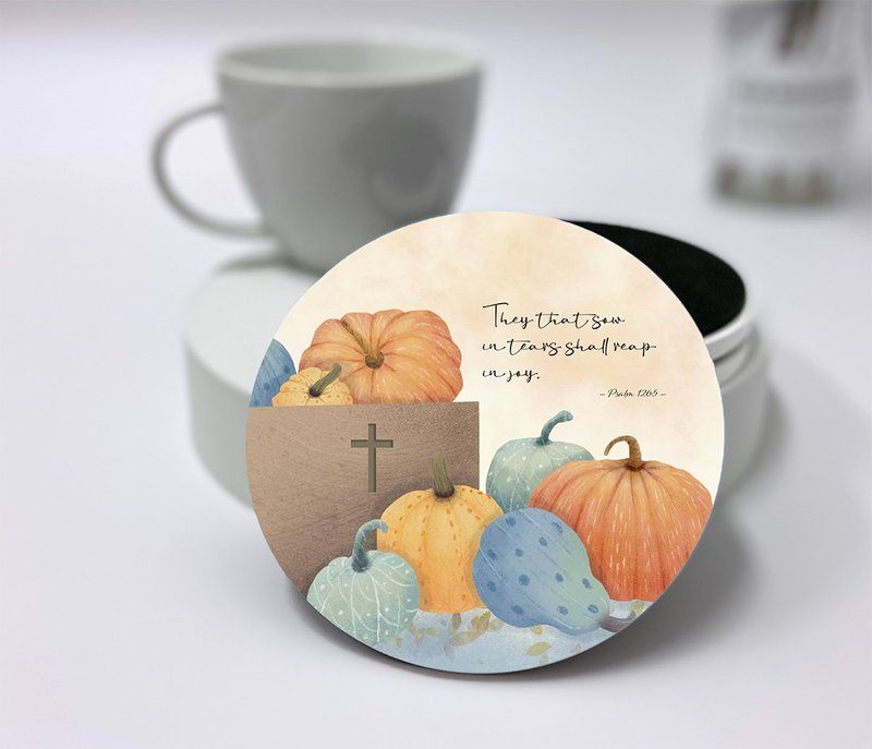 Illustration scripture ceramic absorbent coaster—harvest - Coasters - Porcelain 