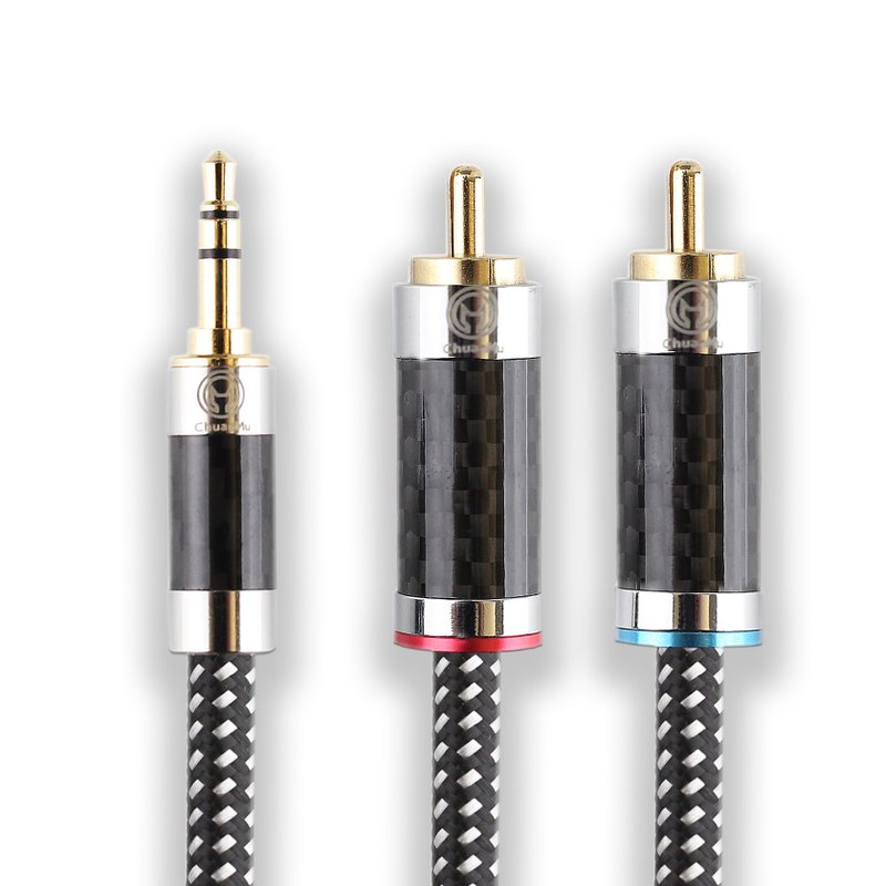 川木 碳纖維 3.5mm 轉RCA 音源線 音訊線【M124】音頻線 手機 - 科技小物 - 其他材質 