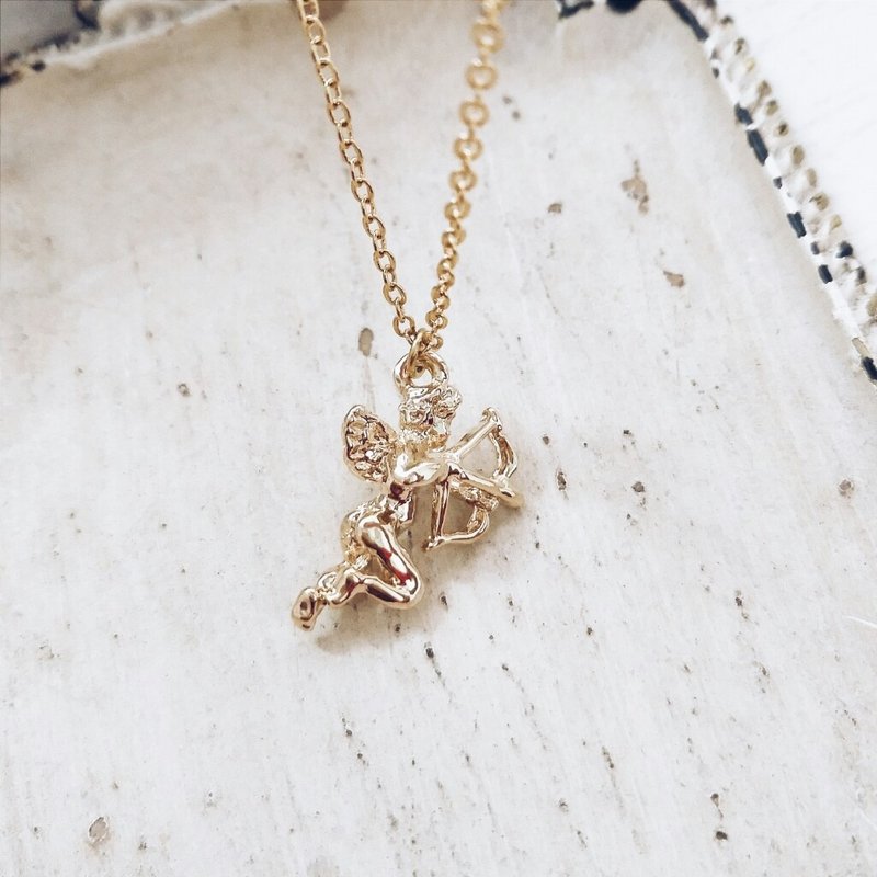 Necklace clavicle chain little angel cupid cupid - Collar Necklaces - Other Materials Gold