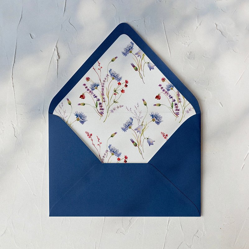 [Backed Paper Envelopes] Flower Totem No.1 Wedding Invitation Envelopes Three Types/10 Pack - ซองจดหมาย - กระดาษ สีน้ำเงิน