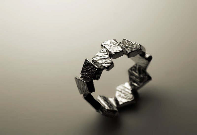 Multi-Small Square Texture Ring - General Rings - Other Metals Silver
