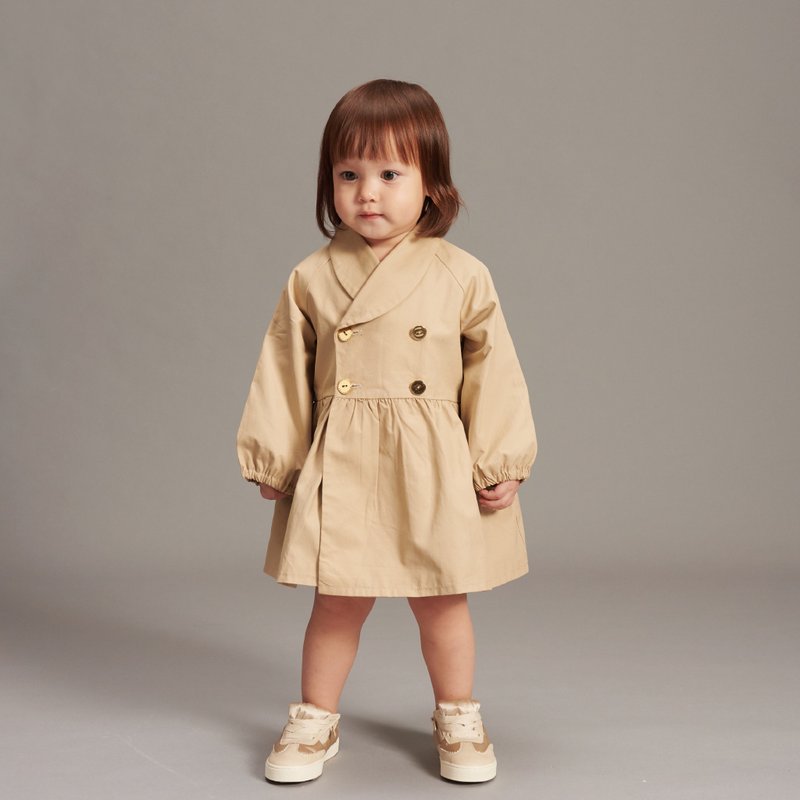 Star and moon collar trench coat - Coats - Waterproof Material Khaki