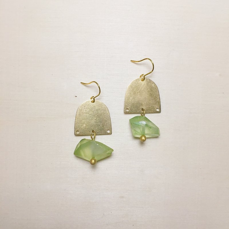 White crystal plated green earrings - Earrings & Clip-ons - Crystal Green