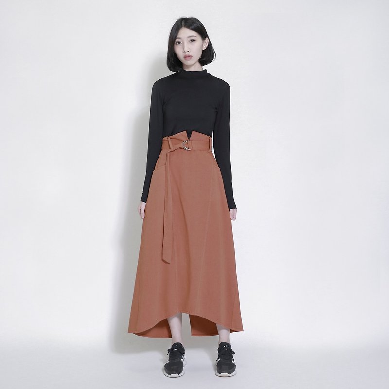 Desert open slit dress _7AF153_ autumn maple brown - Skirts - Cotton & Hemp Orange