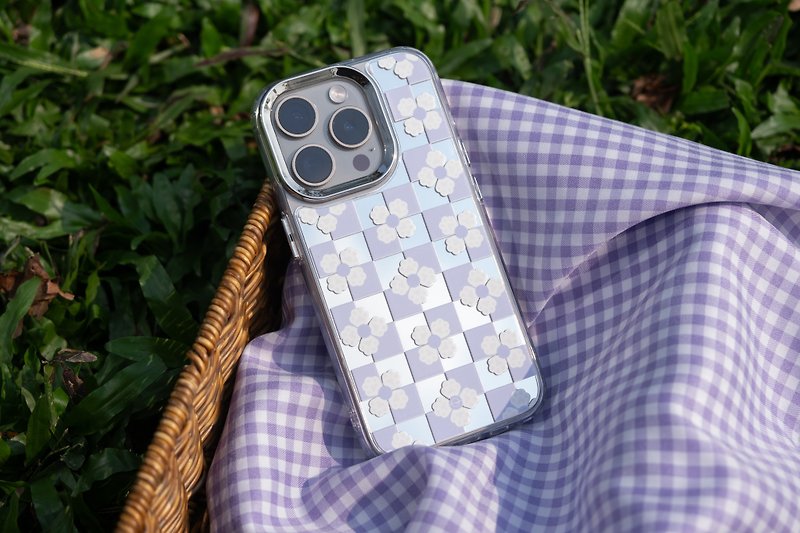 太郎パープルヤシの花ミラー電話ケース - スマホケース - プラスチック 透明