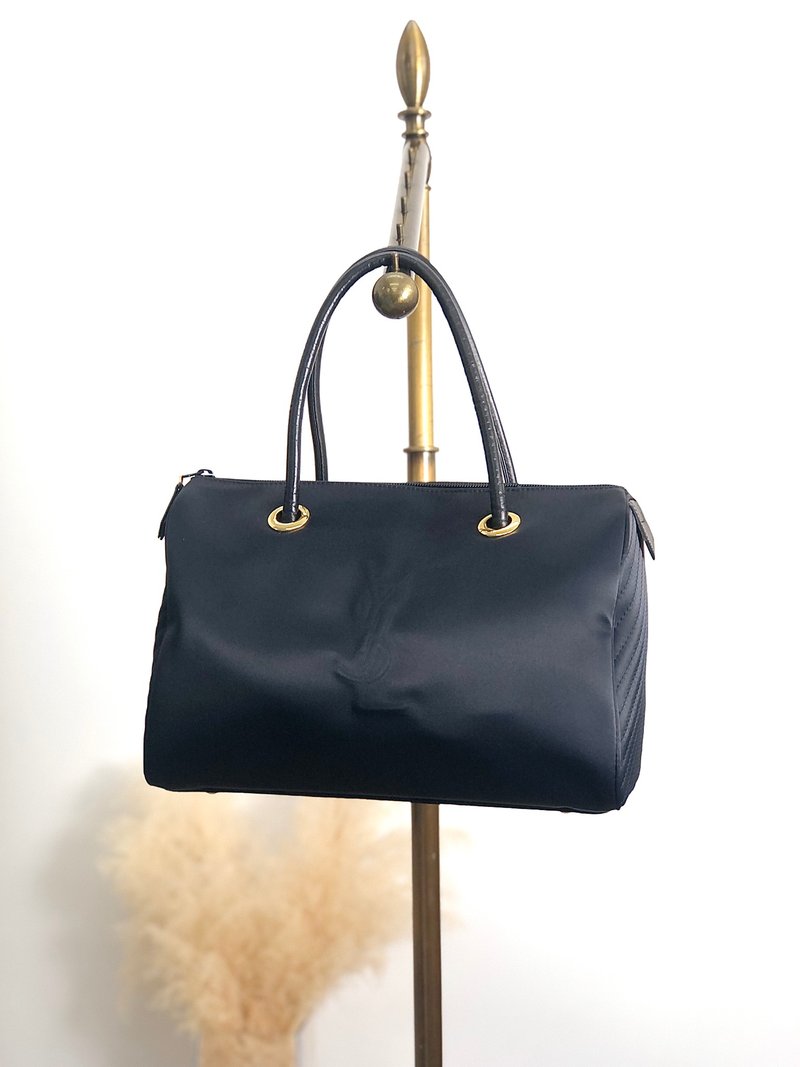 【 日本直送 名牌中古包 】Yves Saint Laurent 伊夫聖羅蘭 手提包 黑色 YSL 尼龍 波士頓包 rn8bbj - 手提包/手提袋 - 尼龍 黑色