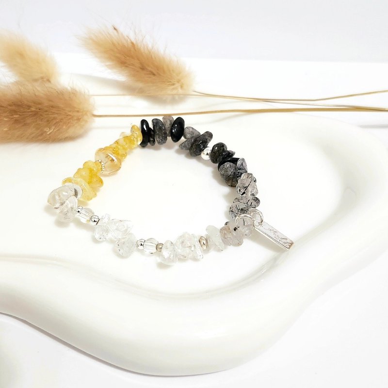 The power of three elements/crystal for attracting wealth, purification, and avoiding evil/citrine/white crystal/black hair crystal - Bracelets - Crystal Yellow