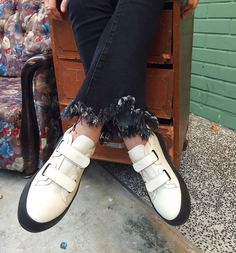 Drawing # 8013 || calf leather shoes sole shoes ideal white || - รองเท้าอ็อกฟอร์ดผู้หญิง - หนังแท้ ขาว