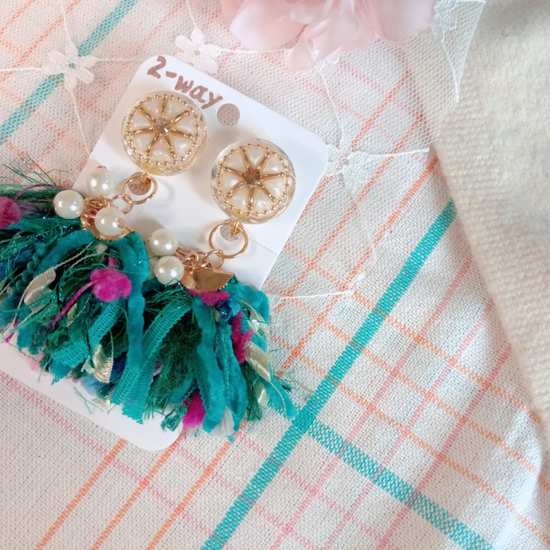 2way dream catcher button earrings earrings / ClipOn Shop wowmade