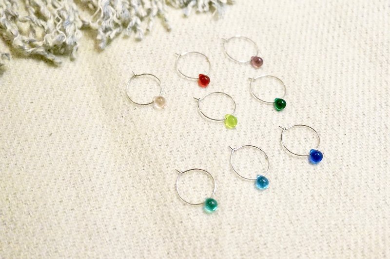 ITS-275 【Earrings, Earrings Series】 8-color water drop earrings only circle earrings - Earrings & Clip-ons - Glass Pink
