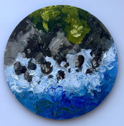 油絵 油彩 油彩画 絵 絵画 円形【丸い海】 油絵 油彩 油彩画 絵画 絵 円形【丸い海】 絵画 HR 通販