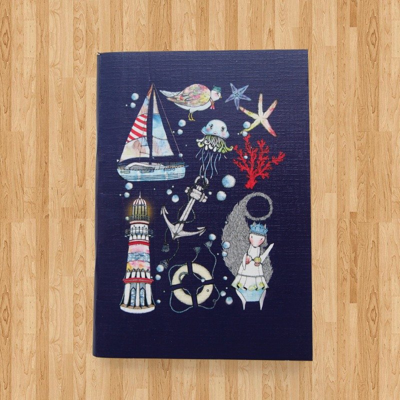 Notebook A6 - Let's go to the sea ( Navy Blue ) - 筆記本/手帳 - 紙 藍色