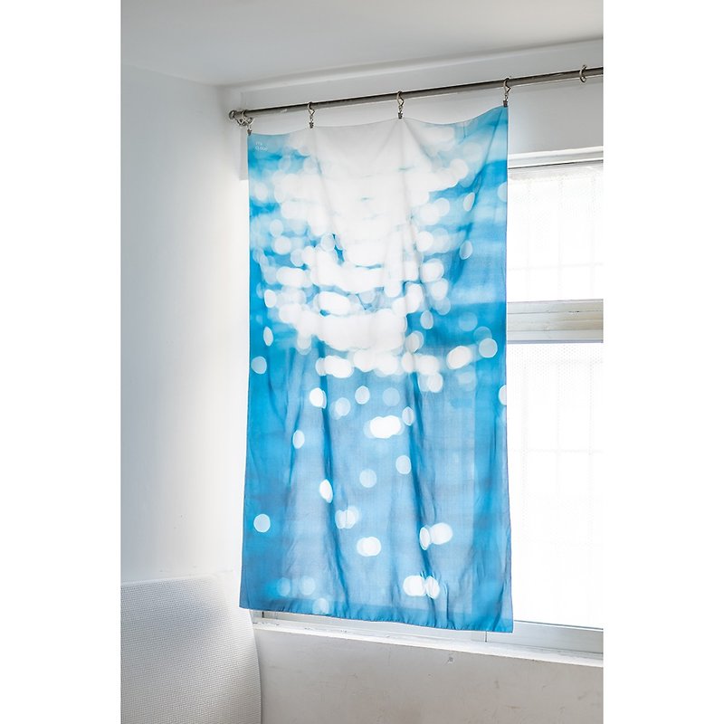 療愈系海面光斑窗簾門簾掛布 150cm x 100cm - 門簾 - 聚酯纖維 藍色