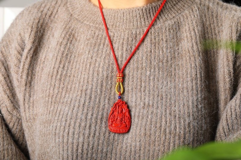 The content of natural cinnabar fine red sand zodiac guardian pendant is as high as 95% or more - สร้อยคอ - เครื่องเพชรพลอย 