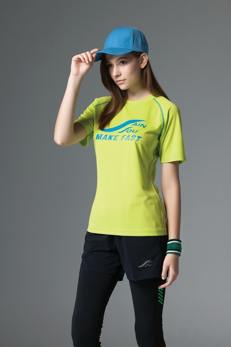 MIT Moisture Wicking Crew Neck Shirt - ชุดกีฬาผู้หญิง - เส้นใยสังเคราะห์ สีเหลือง