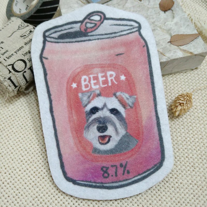 Schnauzer-Mizai-beer-non-woven coaster-absorbent coaster - Coasters - Polyester 