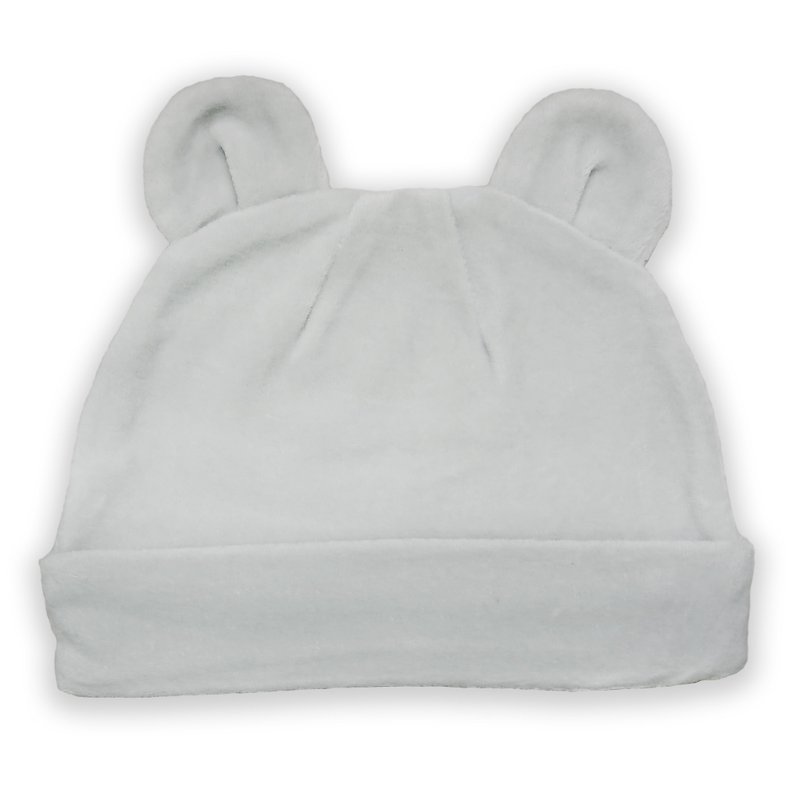 【Deux Filles有機棉】棉絨造型帽-淺灰純色 - 嬰兒帽子/髮帶 - 棉．麻 灰色