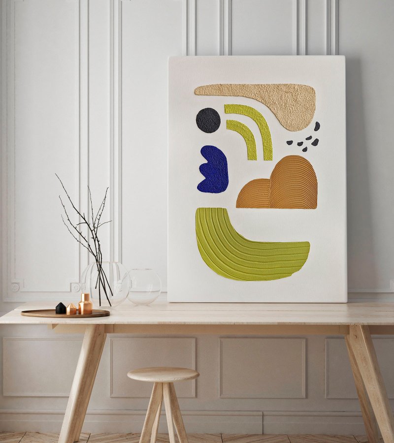 Green blue wall art | Colorful abstract wall art | Colorful art painting | Bay 5 - 壁貼/牆壁裝飾 - 棉．麻 多色